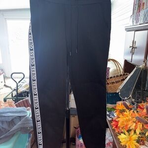 GUESS Black Sweat Pants with Logo Side Stripe
